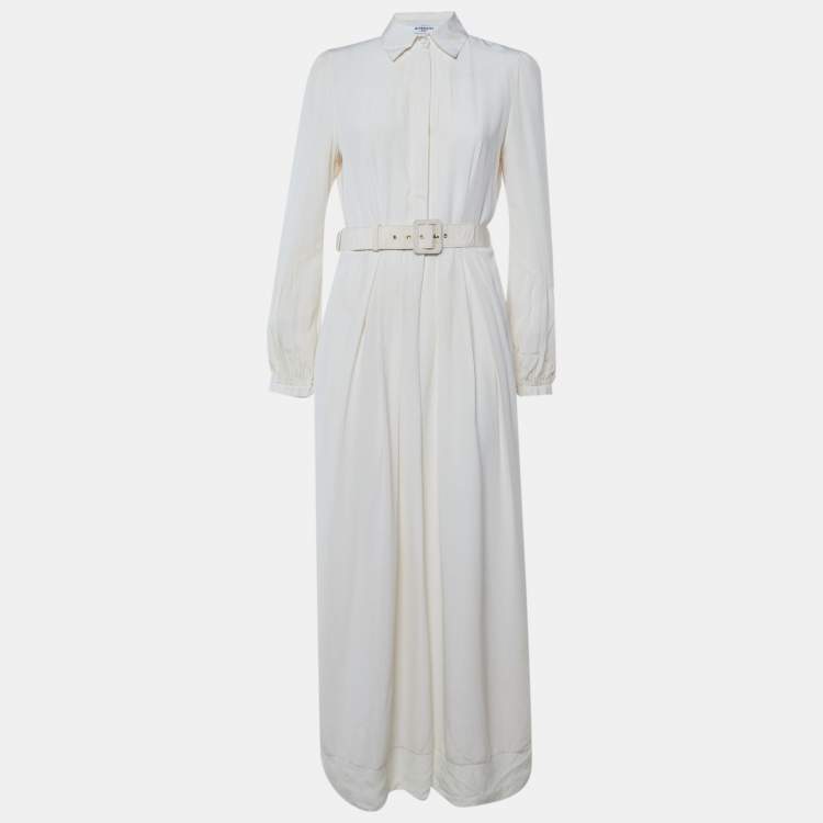 مملوكة مسبقًا Givenchy Off White Silk Maxi Belted Dress M