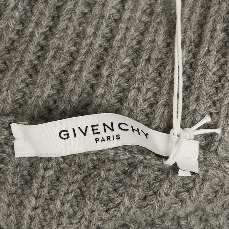 Pre Owned Givenchy Grey Rib Knit Turtle Neck Sweater S