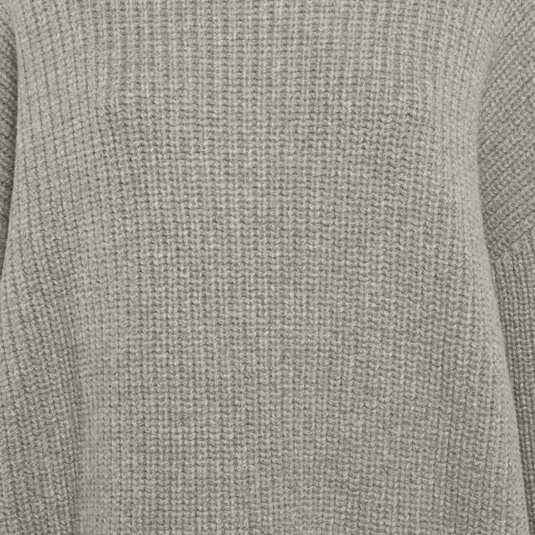 Pre Owned Givenchy Grey Rib Knit Turtle Neck Sweater S