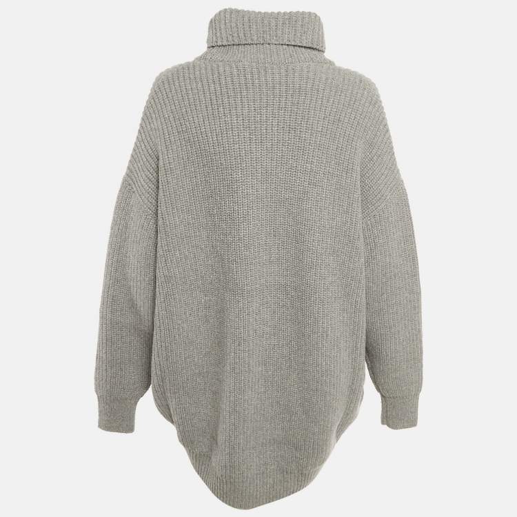 Pre Owned Givenchy Grey Rib Knit Turtle Neck Sweater S