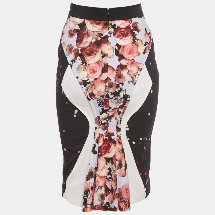 مملوكة مسبقًا Givenchy Black Print Crepe Midi Skirt S