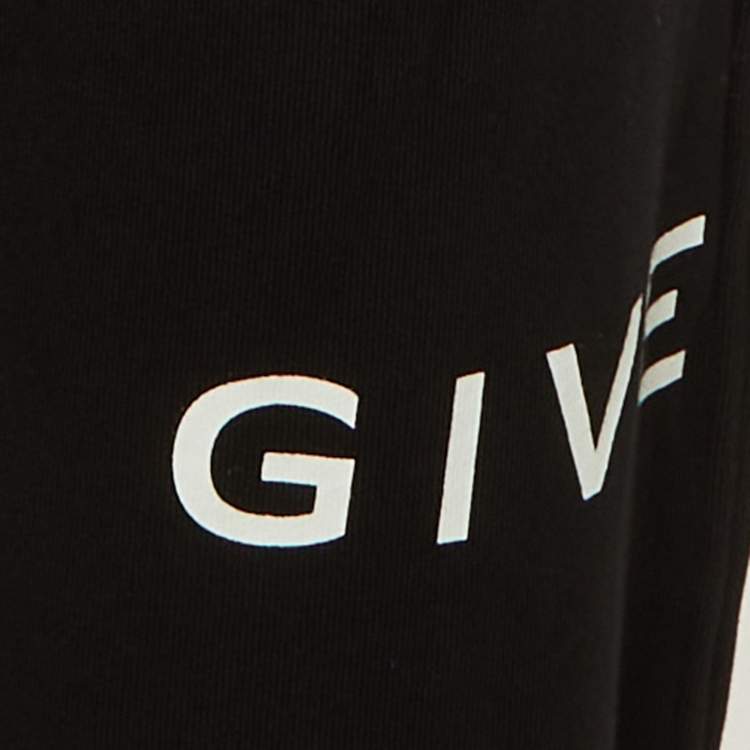 Pre Owned Givenchy Black Logo Print Cotton Joggers  XS 