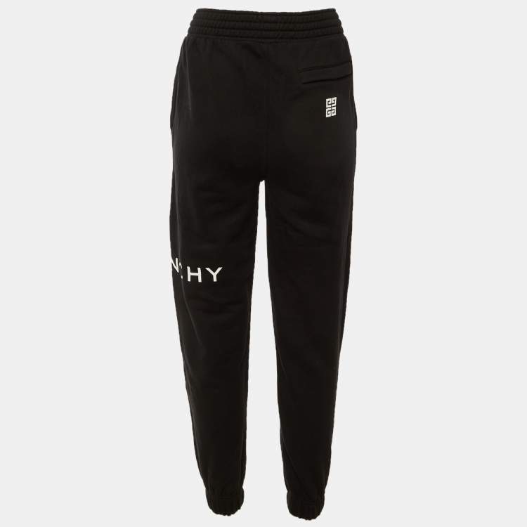 Pre Owned Givenchy Black Logo Print Cotton Joggers  XS 