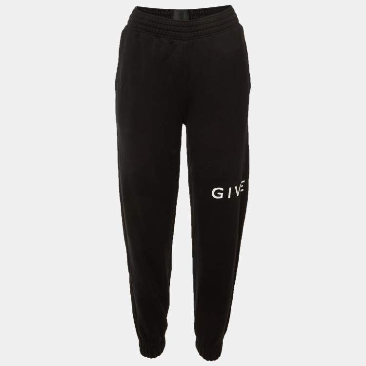 Pre Owned Givenchy Black Logo Print Cotton Joggers  XS 