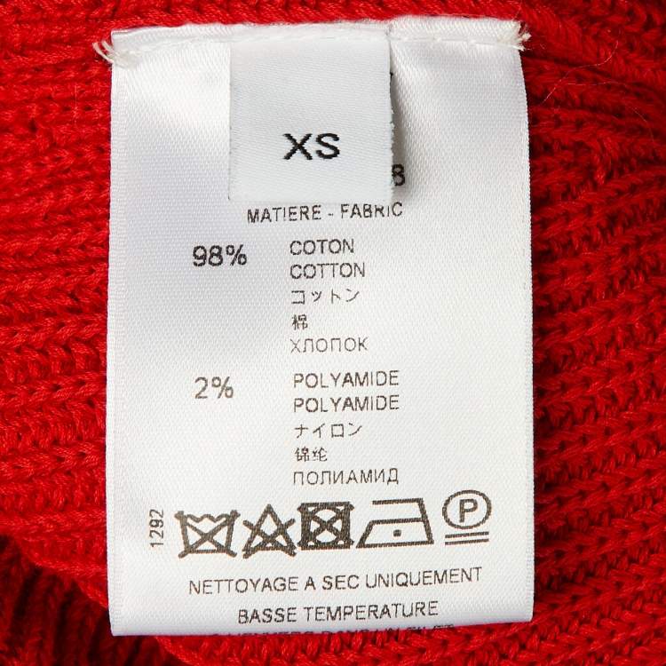 Pre Owned Givenchy Red Knit Asymmetric Zipper Chain Detail Sweater XS