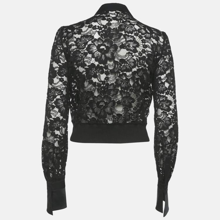 Pre Owned Givenchy Black Lace and Satin Sheer Jacket M