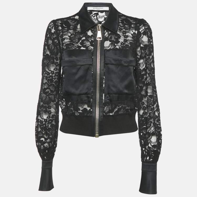 Pre Owned Givenchy Black Lace and Satin Sheer Jacket M