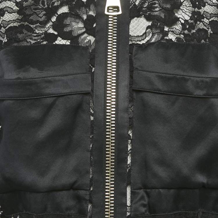 Pre Owned Givenchy Black Lace and Satin Sheer Jacket M