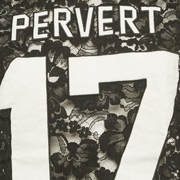 Pre Owned Givenchy Black Sheer Lace Jersey T-Shirt M