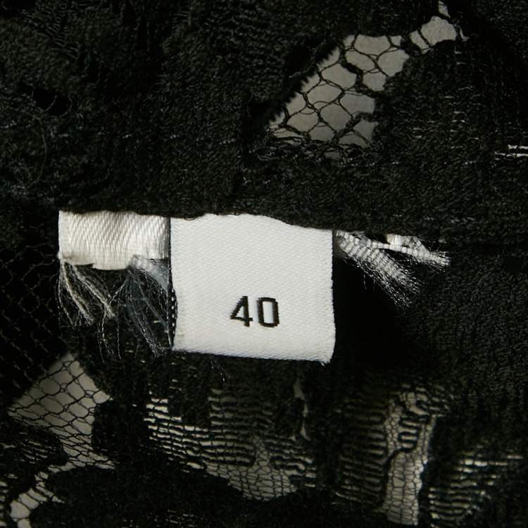 Pre Owned Givenchy Black Sheer Lace Jersey T-Shirt M