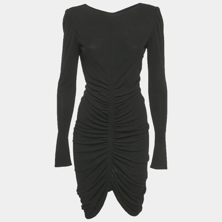 Pre Owned Givenchy Black Stretch Crepe Ruched Mini Dress S