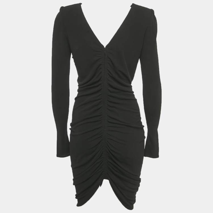 Pre Owned Givenchy Black Stretch Crepe Ruched Mini Dress S