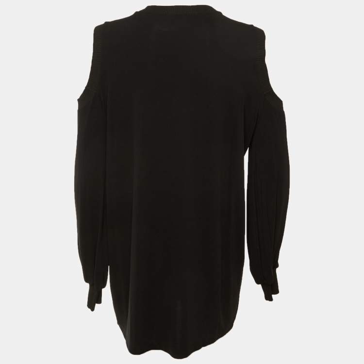 Pre Owned Givenchy Black Crepe Cold Shoulder Tunic L