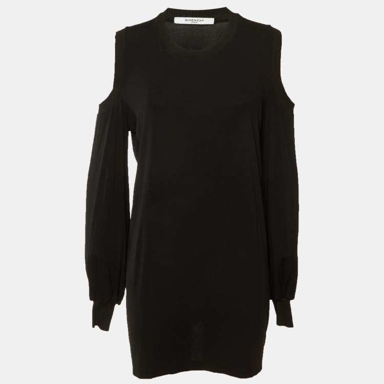 Pre Owned Givenchy Black Crepe Cold Shoulder Tunic L