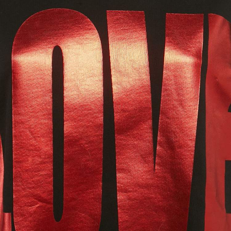 Pre Owned Givenchy Black Love Print Cotton Sweatshirt S