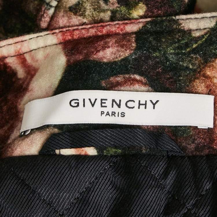 Pre Owned Givenchy Black Floral Print Felt Zip-Up Jacket M