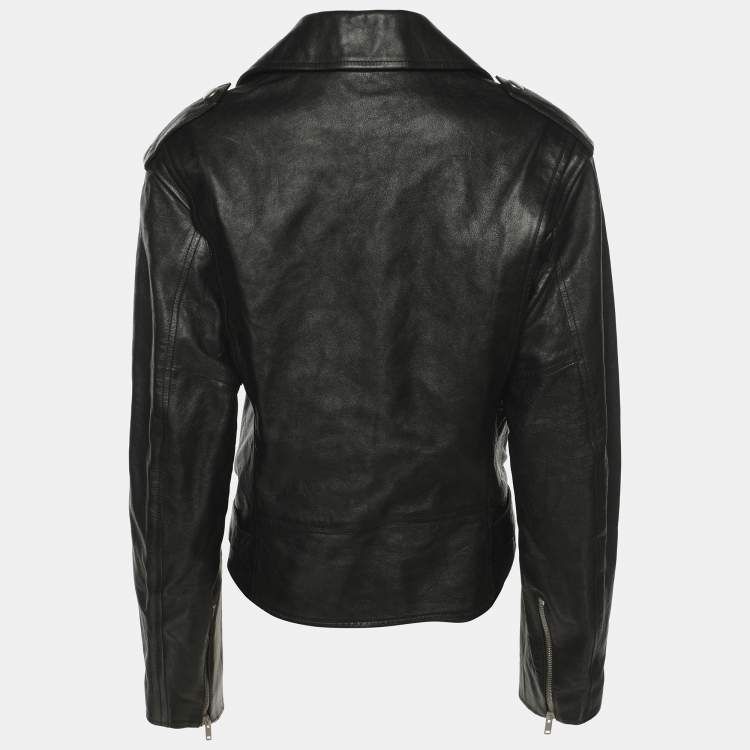 Pre Owned Givenchy Black Leather Biker Jacket XL