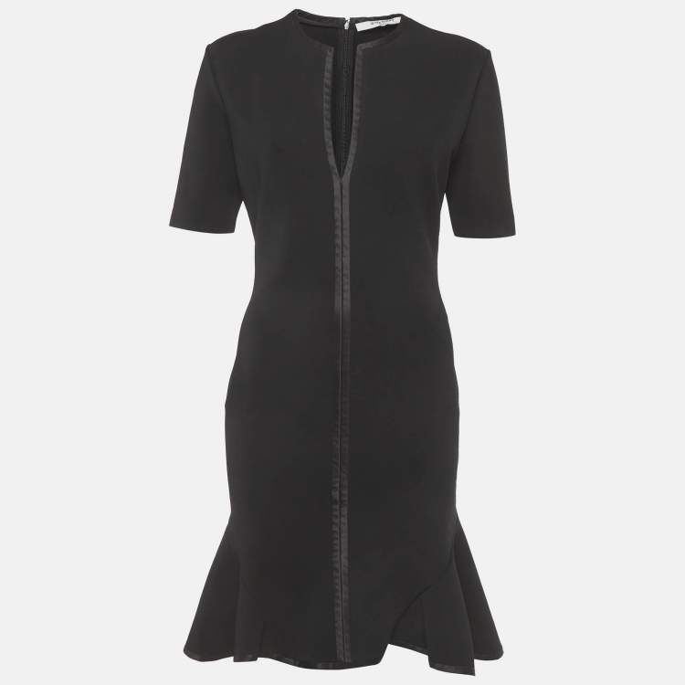 Pre Owned Givenchy Black Stretch Knit Flounce Mini Dress M