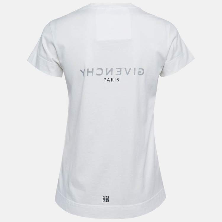 Pre Owned Givenchy White Logo Print Cotton Short Sleeve T-Shirt XS