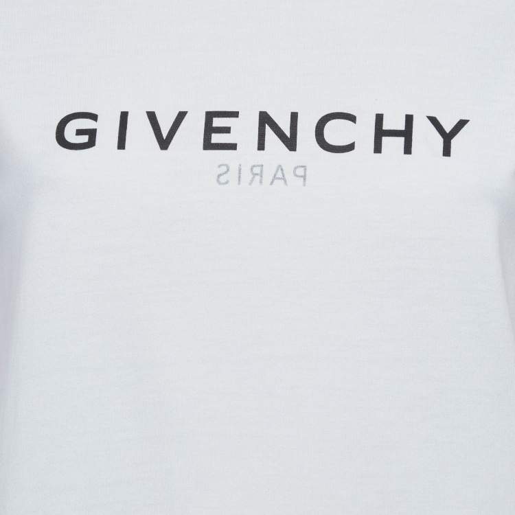 Pre Owned Givenchy White Logo Print Cotton Short Sleeve T-Shirt XS