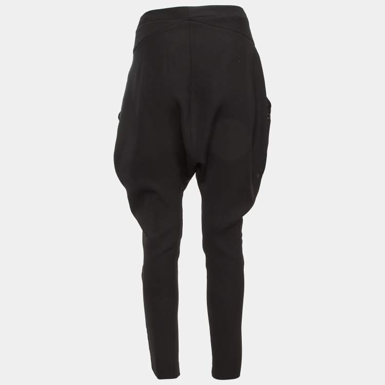 Pre Owned Givenchy Black Crepe Eyelet Detail Trousers M