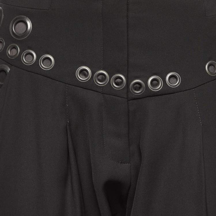 Pre Owned Givenchy Black Crepe Eyelet Detail Trousers M