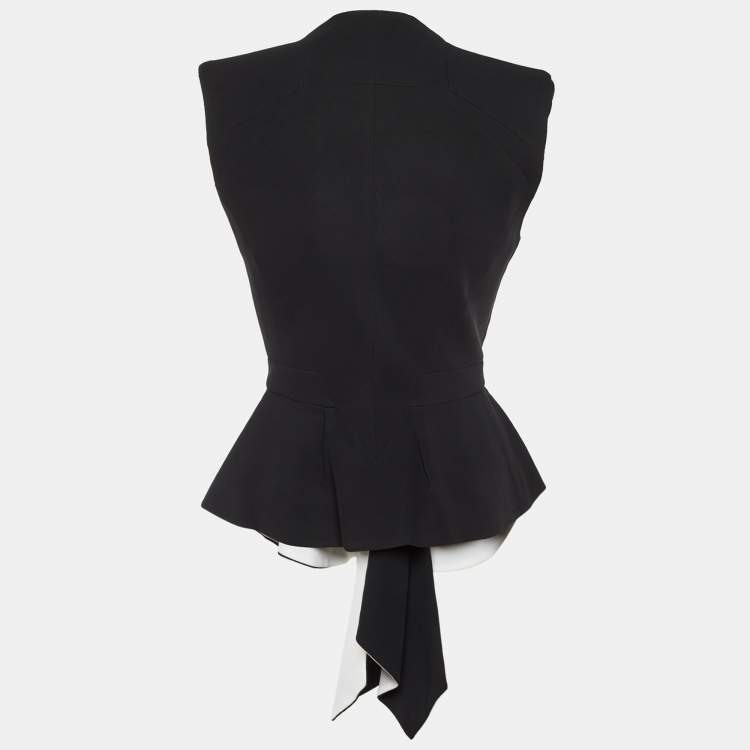 Pre Owned Givenchy Monochrome Crepe Draped Sleeveless Top M