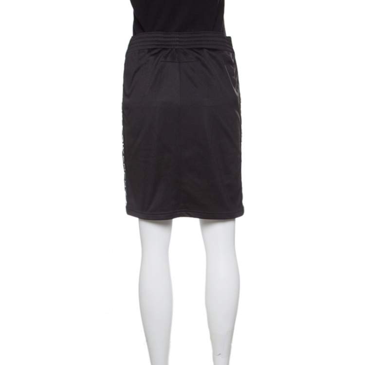 Pre Owned Givenchy Black Knit Drawstring Logo Panel Detail Skirt S