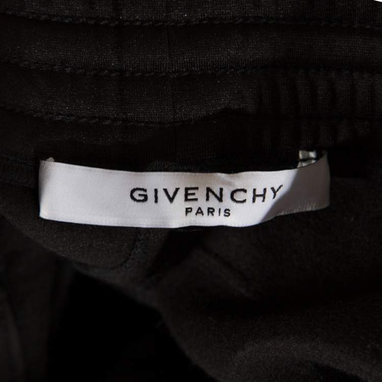 Pre Owned Givenchy Black Knit Drawstring Logo Panel Detail Skirt S