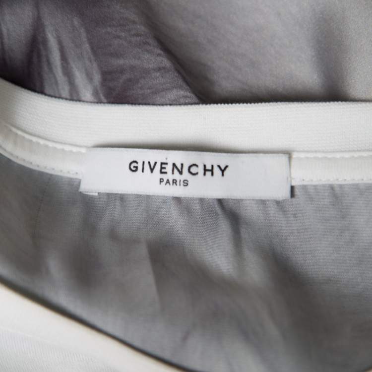 Pre Owned Givenchy White Cotton Braid Printed Detail Sleeveless T Shirt XS