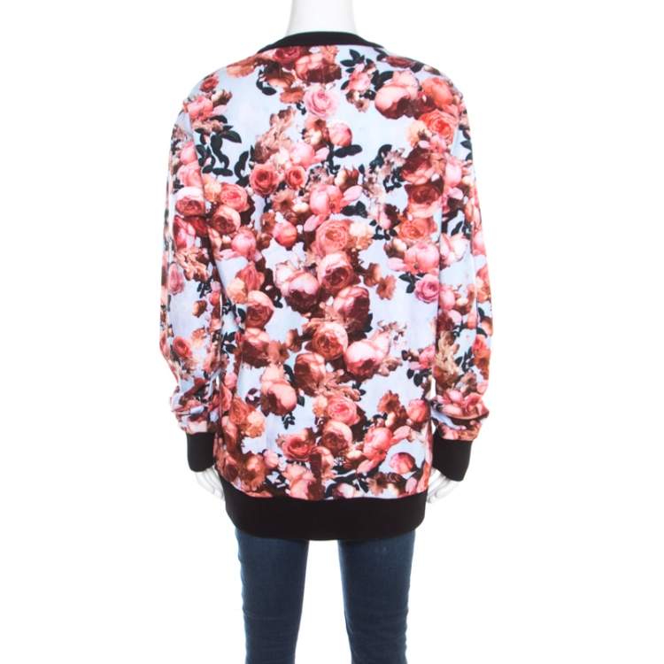 Pre Owned Givenchy Multicolor Roses and Birds of Paradise Cotton Knit Sweatshirt XS