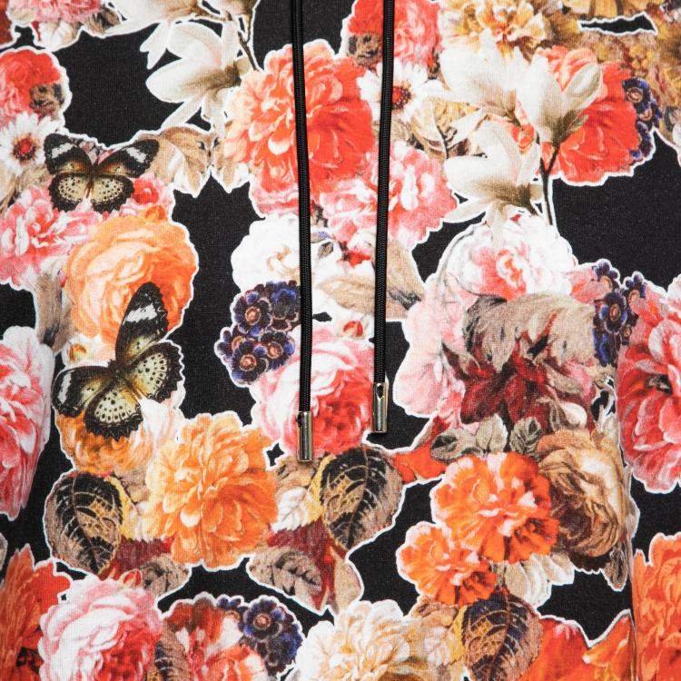 Pre Owned Givenchy Floral and Butterfly Printed Terry Oversized Hoodie XS