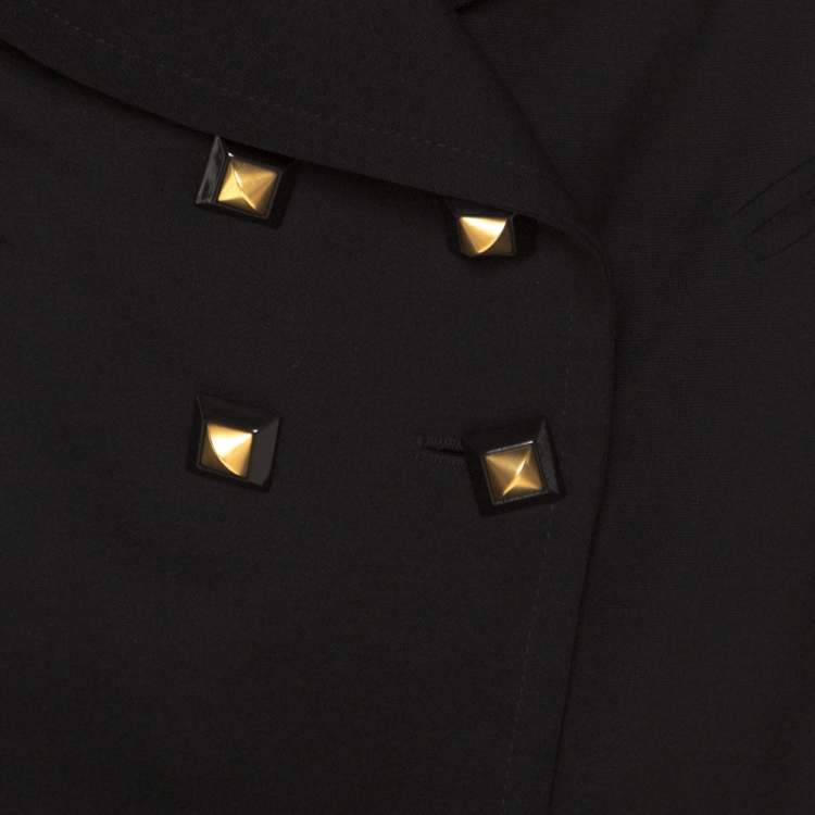 Pre Owned Givenchy Black Studded Wool Oversized Lapel Detail Jacket M 