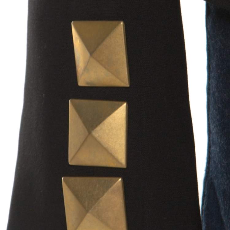 Pre Owned Givenchy Black Studded Wool Oversized Lapel Detail Jacket M 