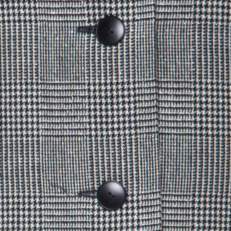 Pre Owned Givenchy Monochrome Prince of Whales Checked Wool Skirt Suit L