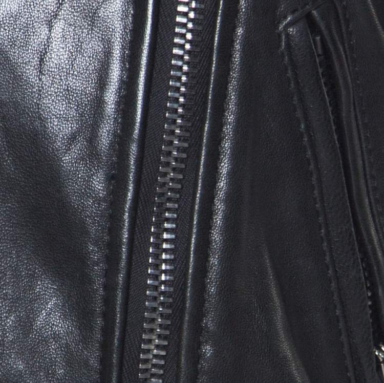 Pre Owned Givenchy Black Lamb Leather Motorcycle Zip Up Jacket M