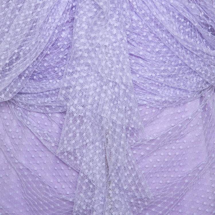 Pre Owned Givenchy Lilac Textured Mesh Ruched Zip Front Dress M