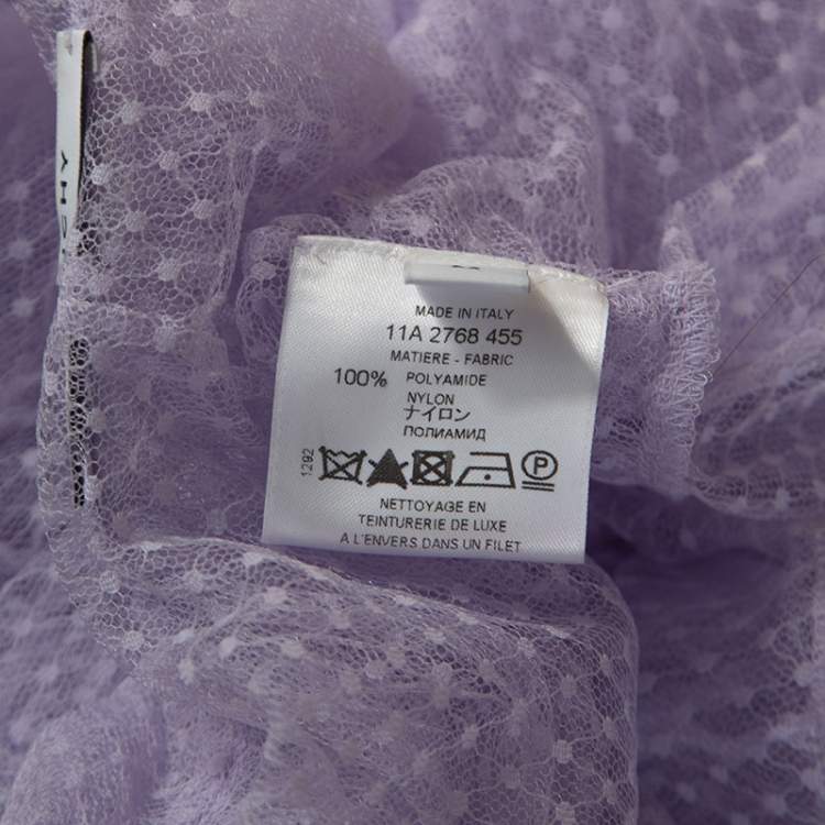 Pre Owned Givenchy Lilac Textured Mesh Ruched Zip Front Dress M