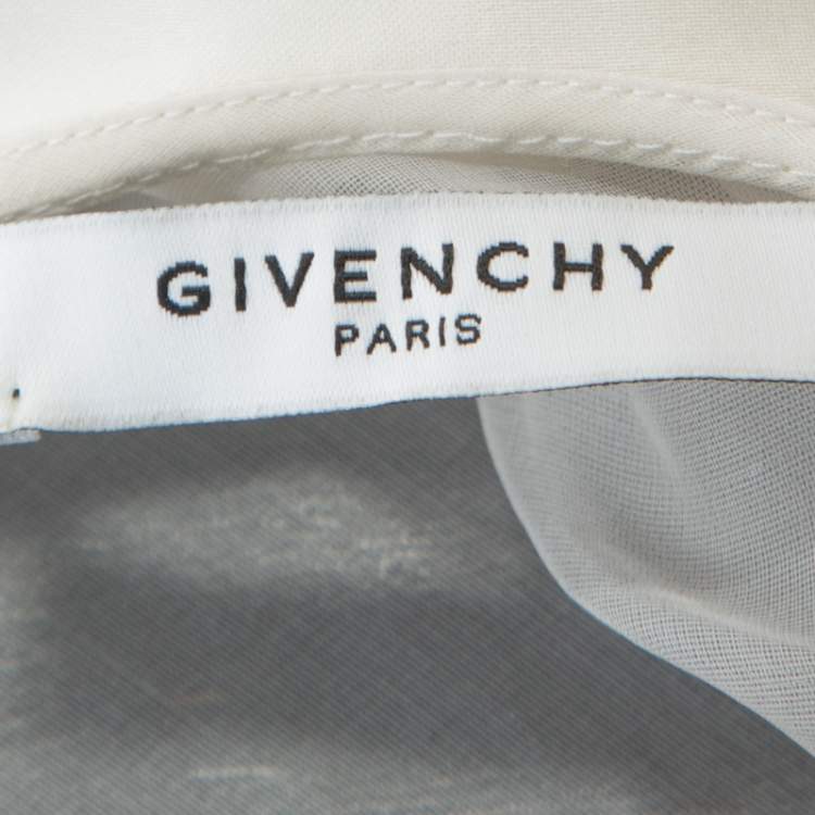 Pre Owned Givenchy Cream Silk Organza One Shoulder Blouse M
