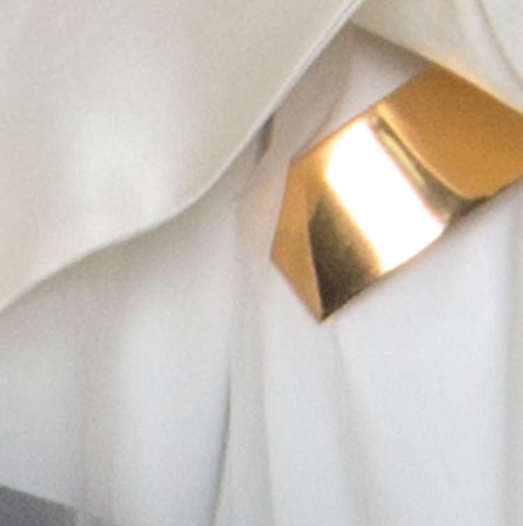 Pre Owned Givenchy Cream Silk Organza One Shoulder Blouse M