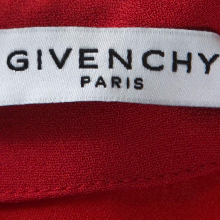 Pre Owned Givenchy Red Crepe Padded Shoulder Shift Dress S
