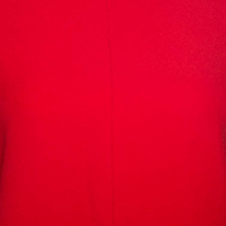 Pre Owned Givenchy Red Crepe Padded Shoulder Shift Dress S