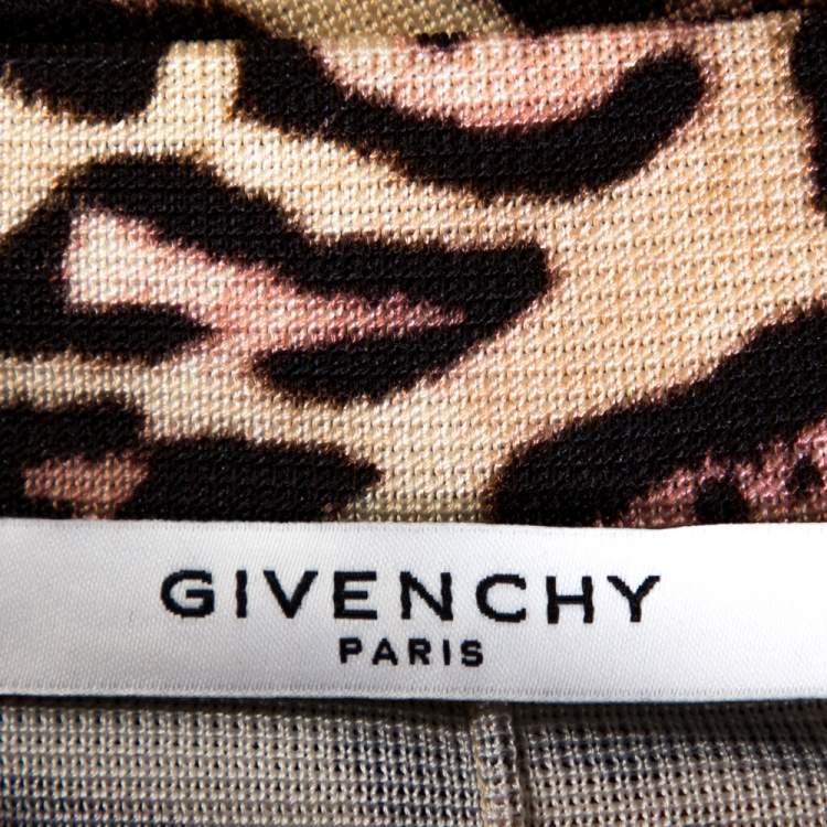 Pre Owned Givenchy Cream Leopard Print Knit Fitted Skirt M