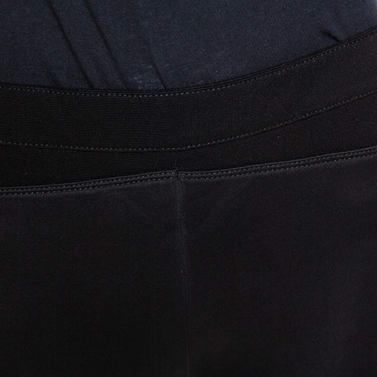 Pre Owned Givenchy Black Stretch Knit Patched Leggings M
