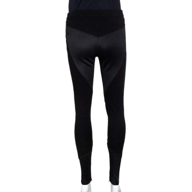 Pre Owned Givenchy Black Stretch Knit Patched Leggings M