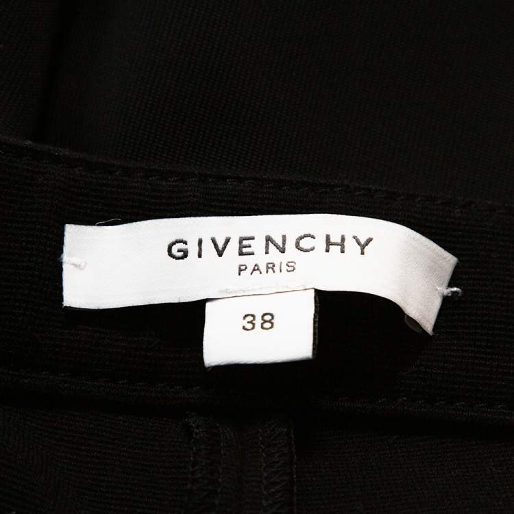 Pre Owned Givenchy Black Stretch Knit Patched Leggings M