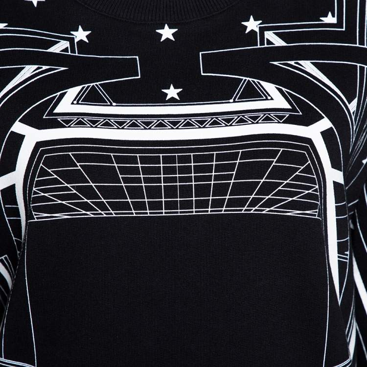 Pre Owned Givenchy Monochrome Knit Geometric Stars Print Sweatshirt L 