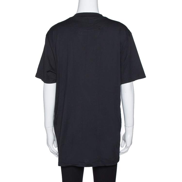 Pre Owned Givenchy Black Cotton Patchwork Portrait Print Crew Neck T Shirt S