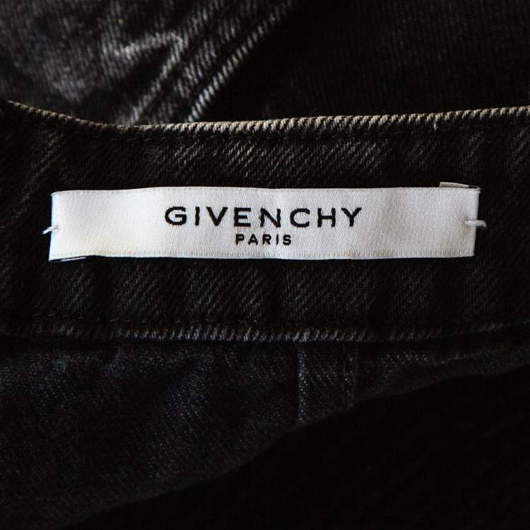 Pre Owned Givenchy Black Acid Washed Denim Mini Skirt M