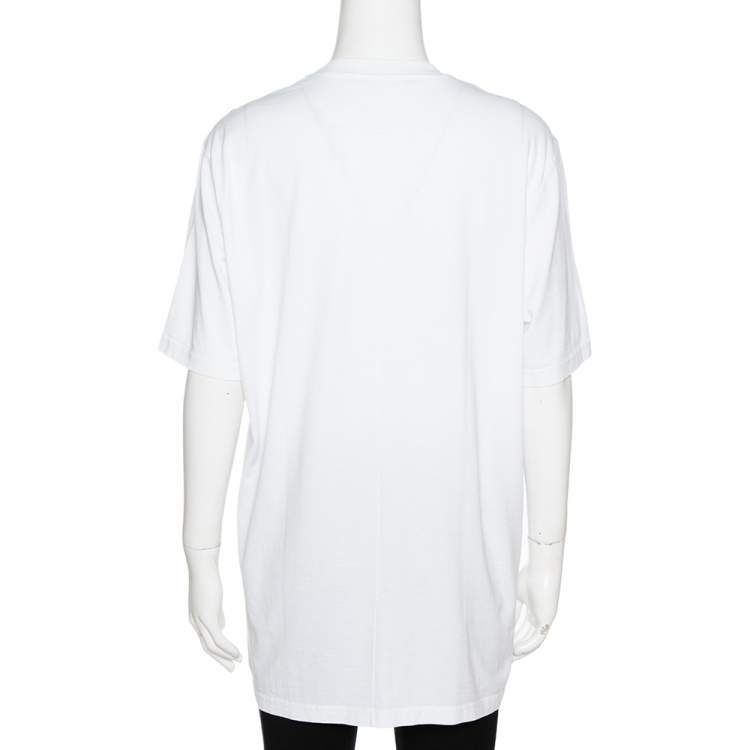 Pre Owned Givenchy White Cotton Star Print Crew Neck T Shirt M 